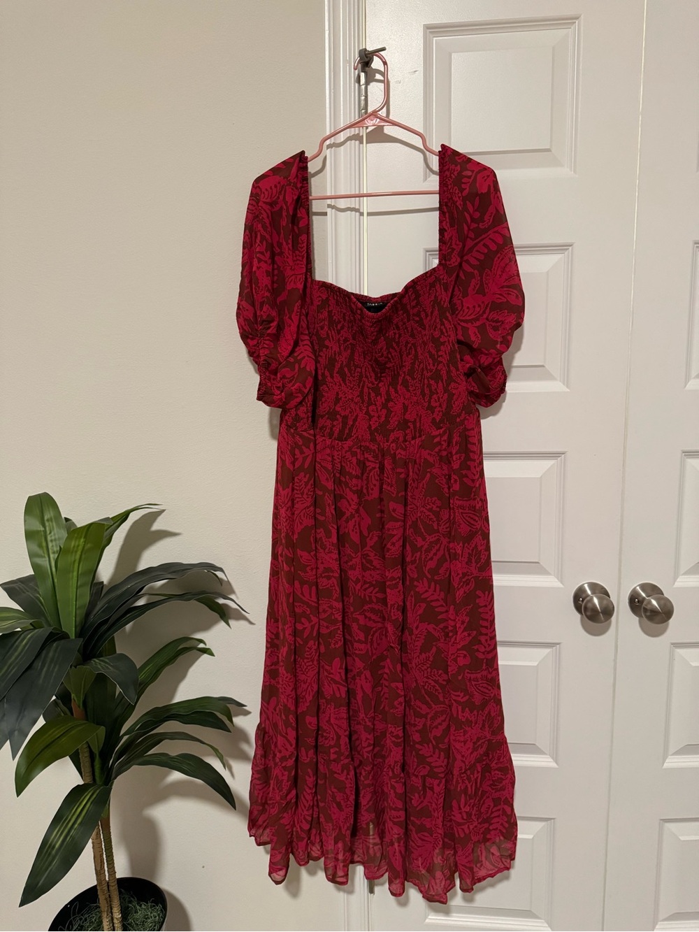 torrid Red Floral Puff-Sleeve Midi Dress